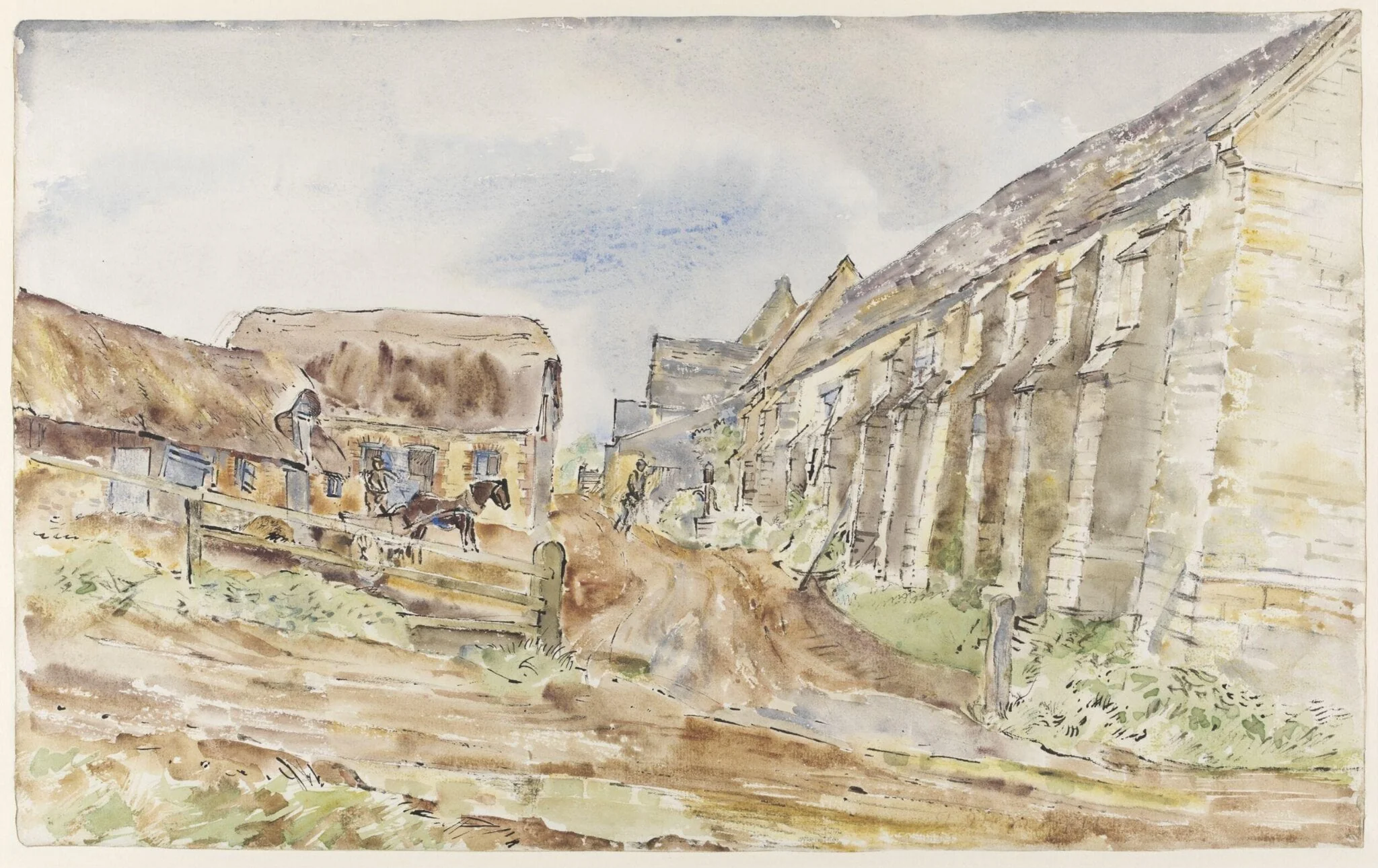 Tithe Barn, Wyke, Nr. Sherborne, by Hennell, watercolor, 1940