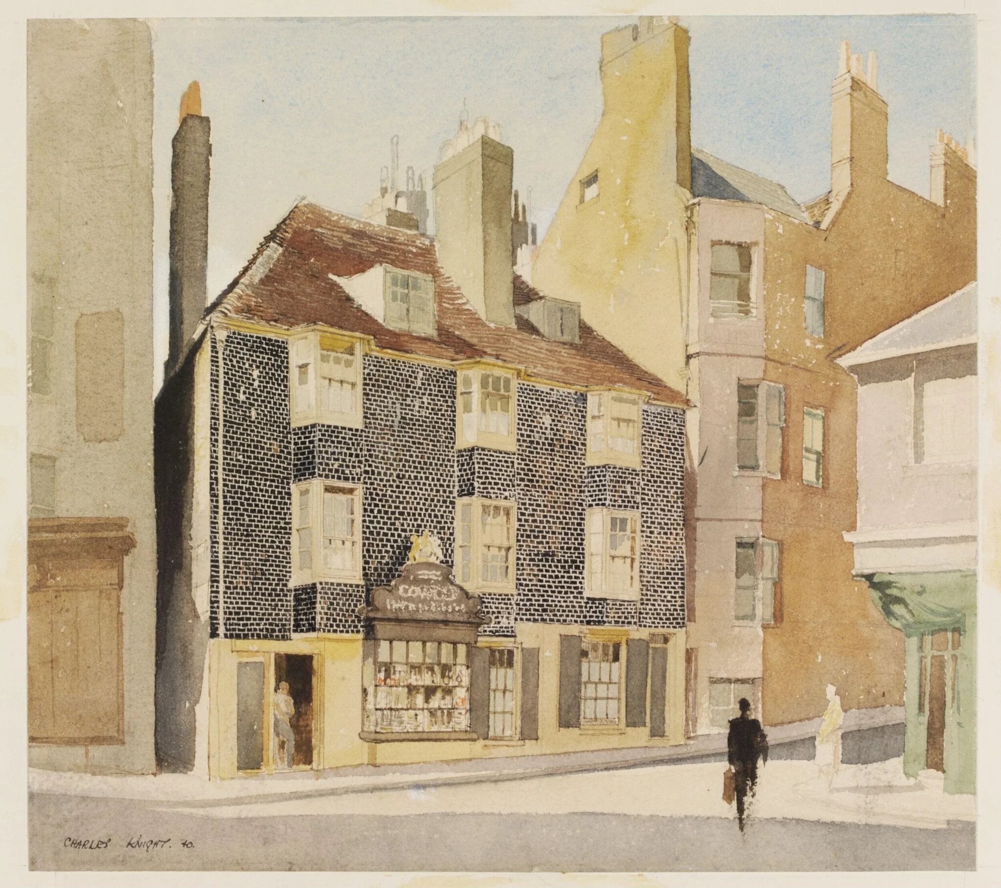 House and Shop in Pool Valley, Brighton, by Charles Knight, watercolor, 1940