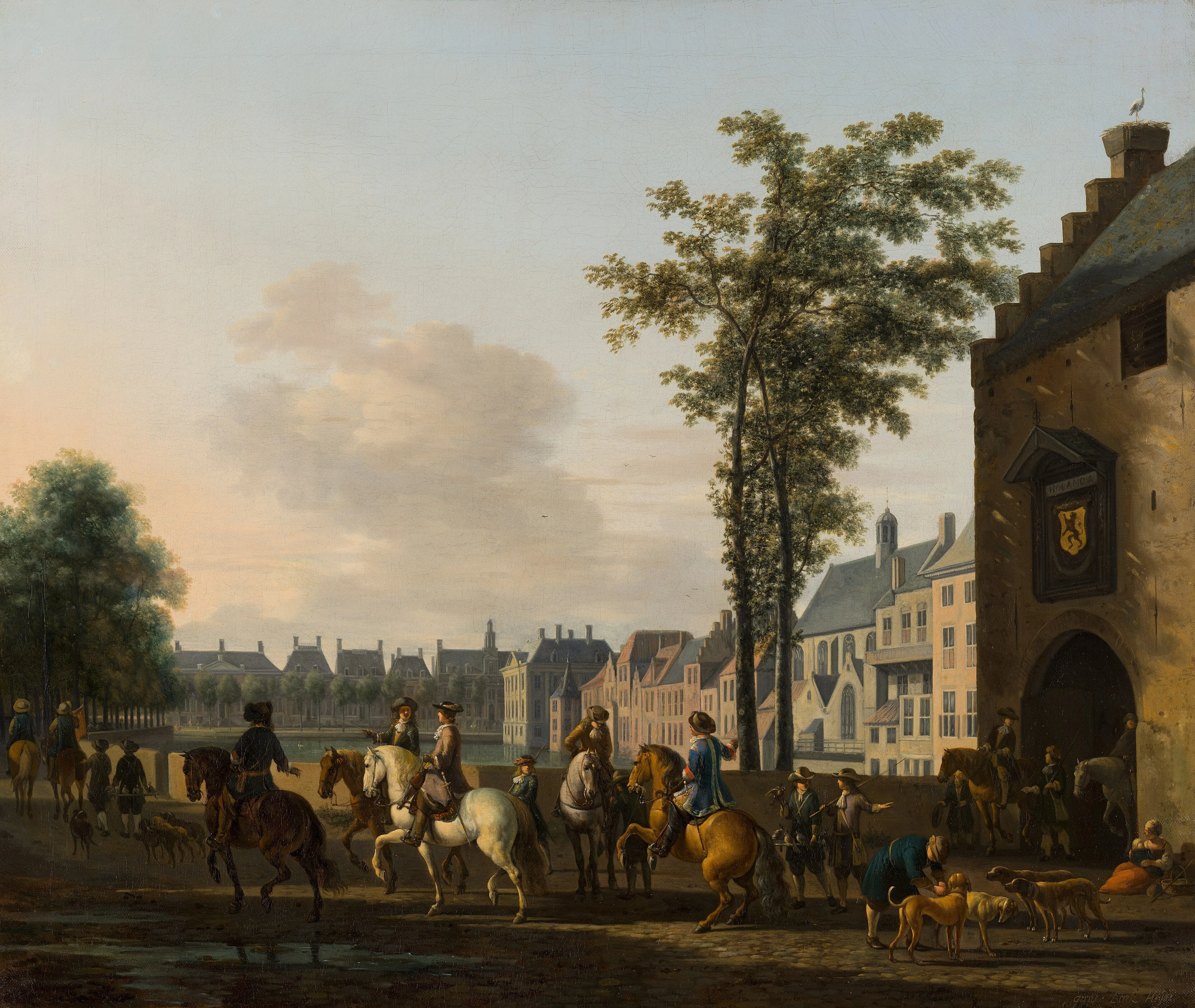 A hunting party near the Hofvijver in The Hague, seen from the South