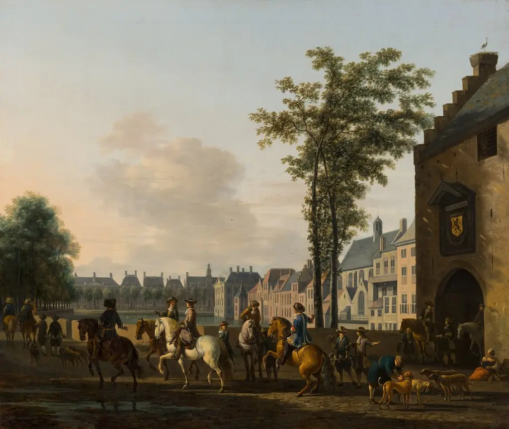 A hunting party near the Hofvijver in The Hague, seen from the South