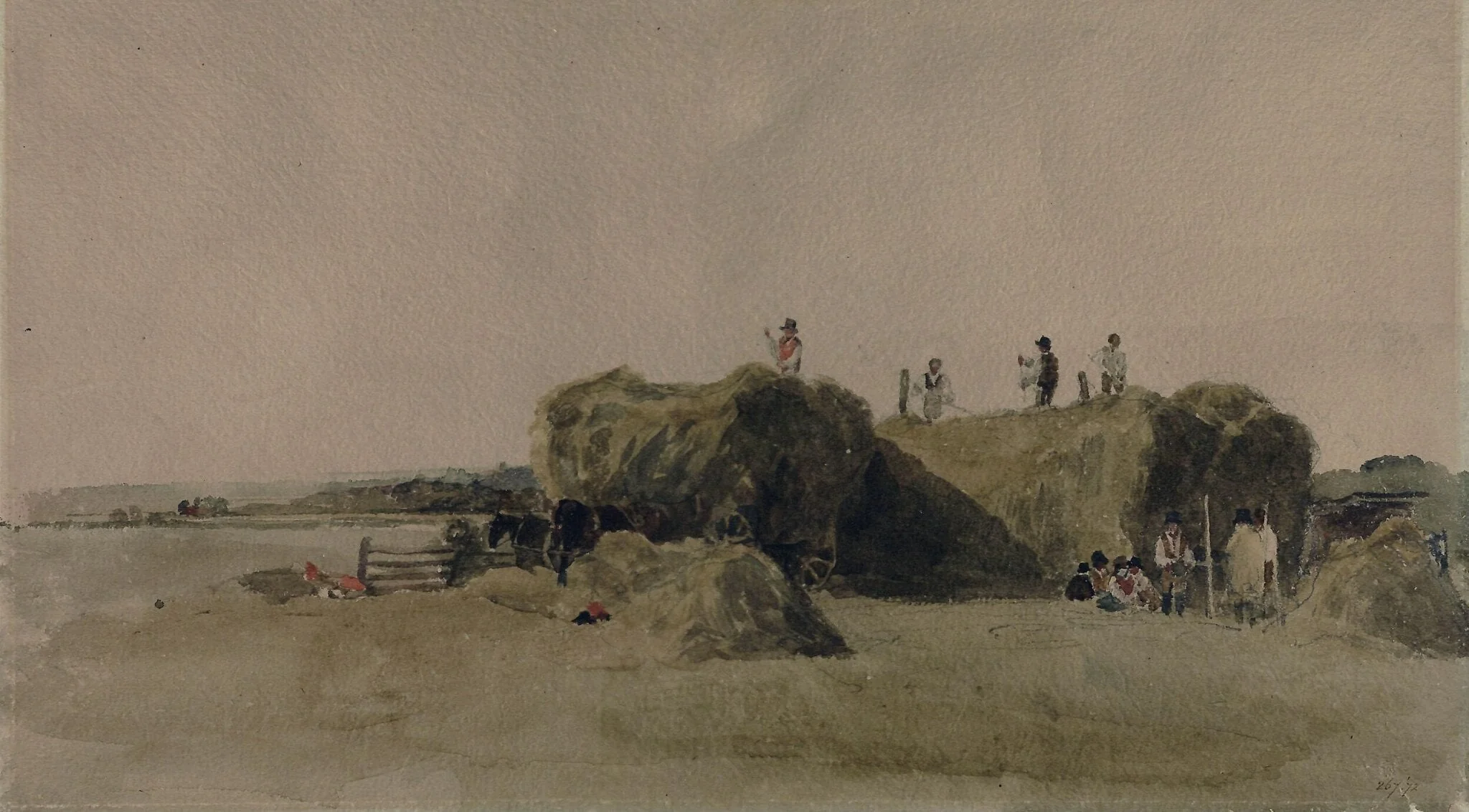 Rick making near Lincoln, by Peter De Wint, watercolor, 1805
