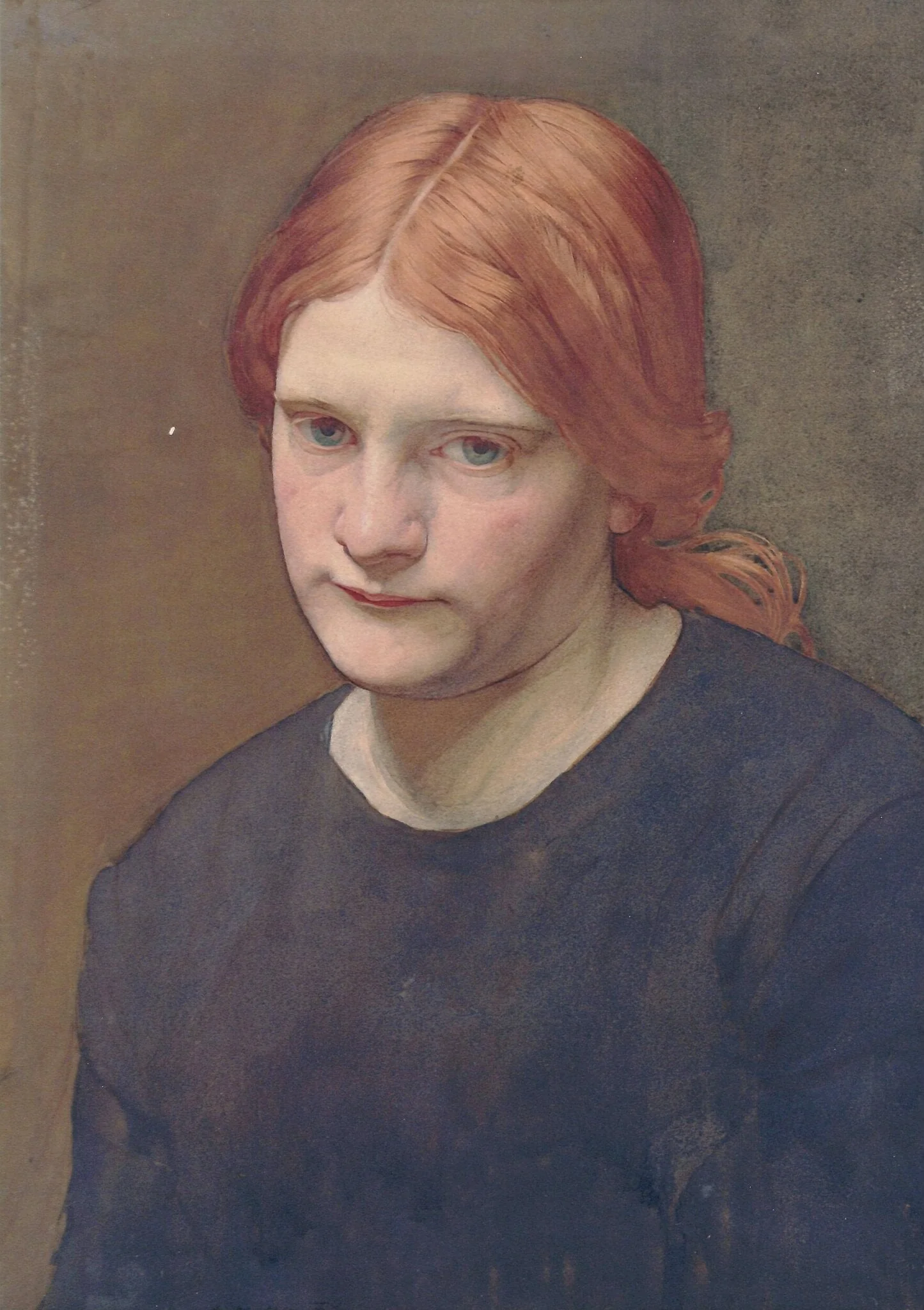 Girl with Red Hair, by Benjamin Williams Leader, watercolor, 1890