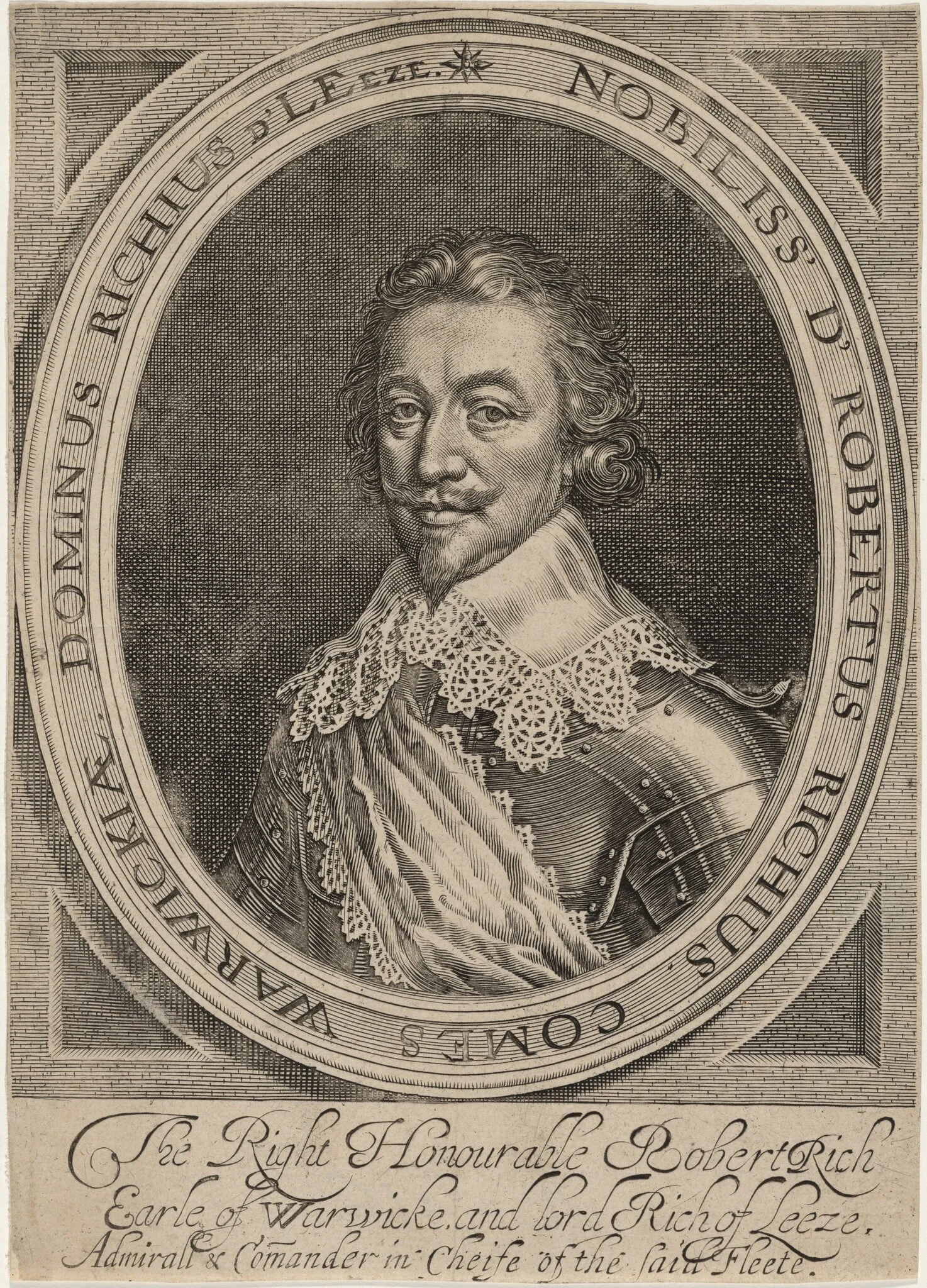 Robert Rich, Second Earl of Warwick, by Robert van Voerst, ink, 1616