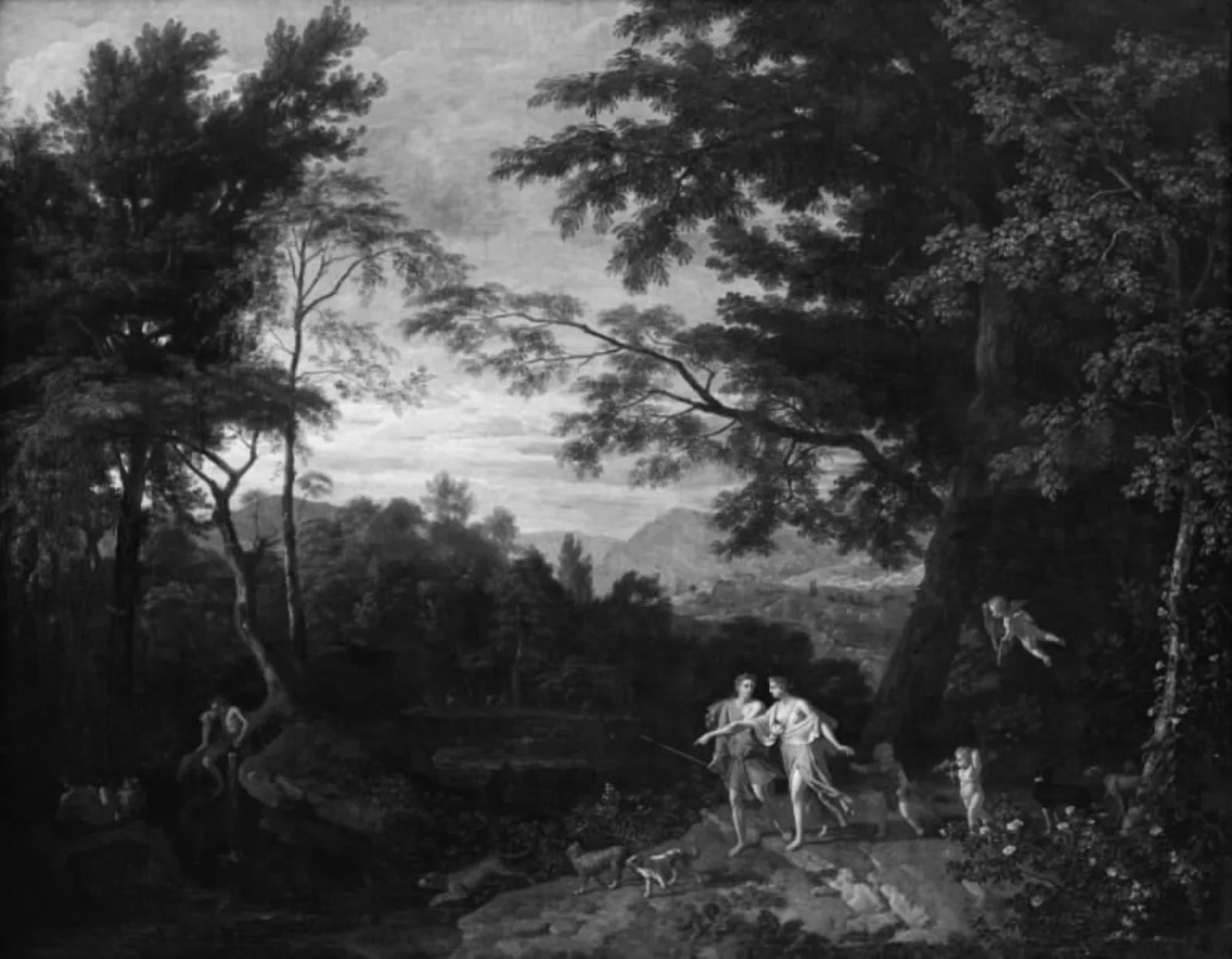 Landscape with Venus and Adonis, by Unknown, unspecified, 1693