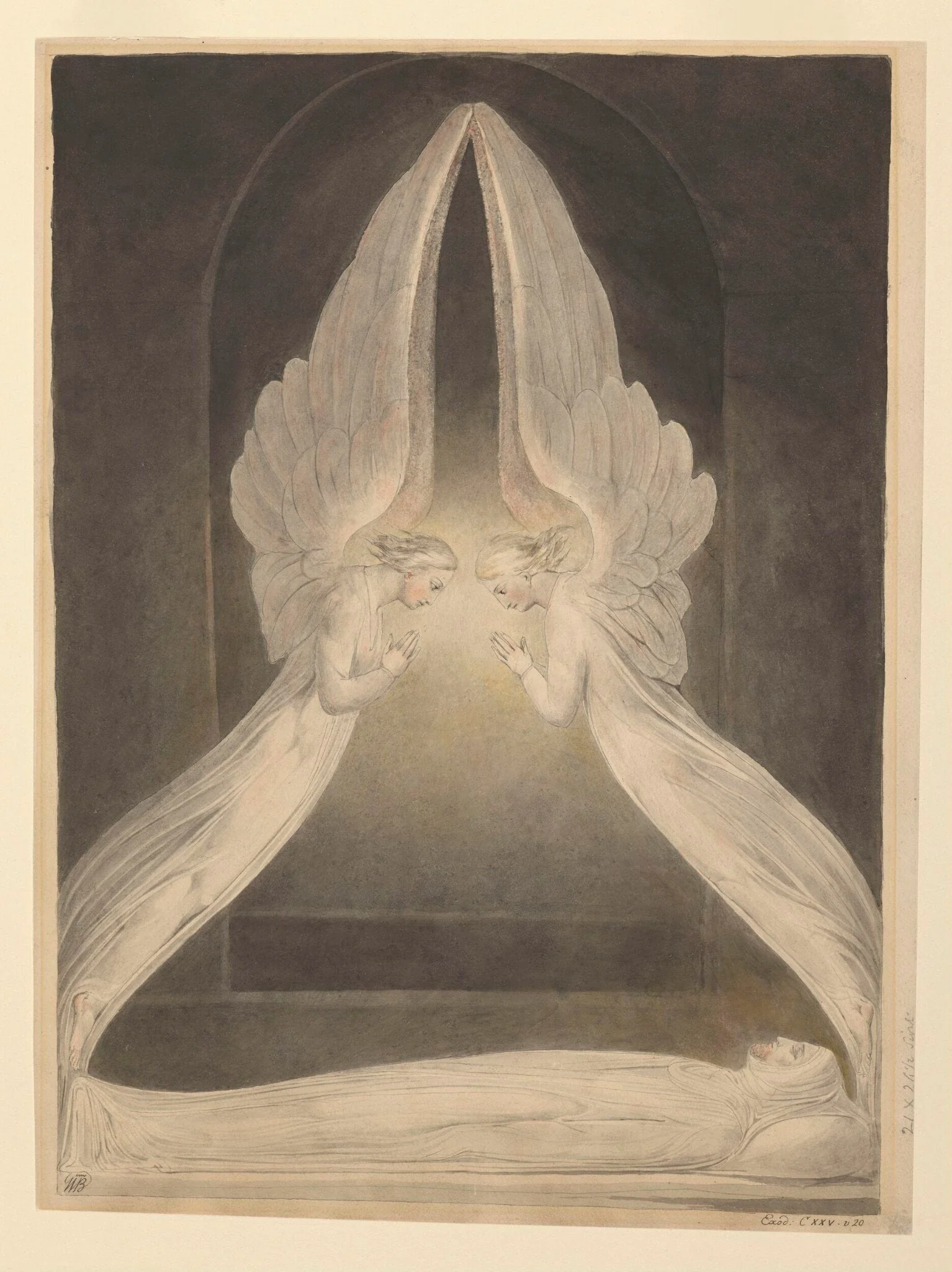 The Angels hovering over the body of Christ in the Sepulchre, by William Blake, watercolor, 1805