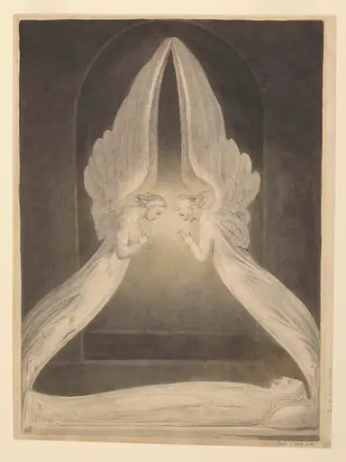 The Angels hovering over the body of Christ in the Sepulchre