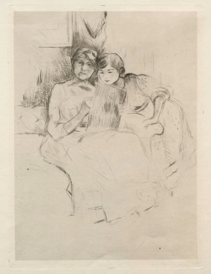 The Drawing Lesson (Berthe Morisot Drawing with Her Daughter), by Berthe Morisot, 1889