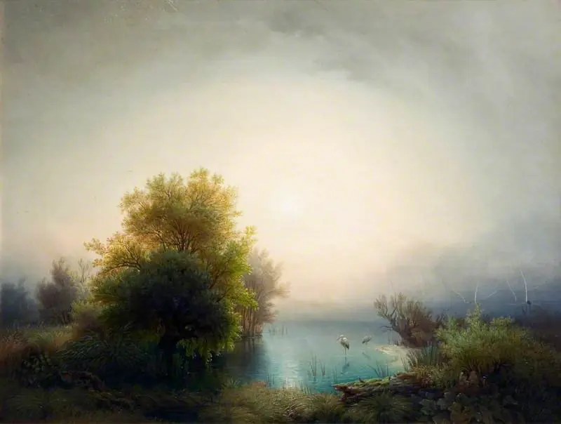 Lake Scene with Herons