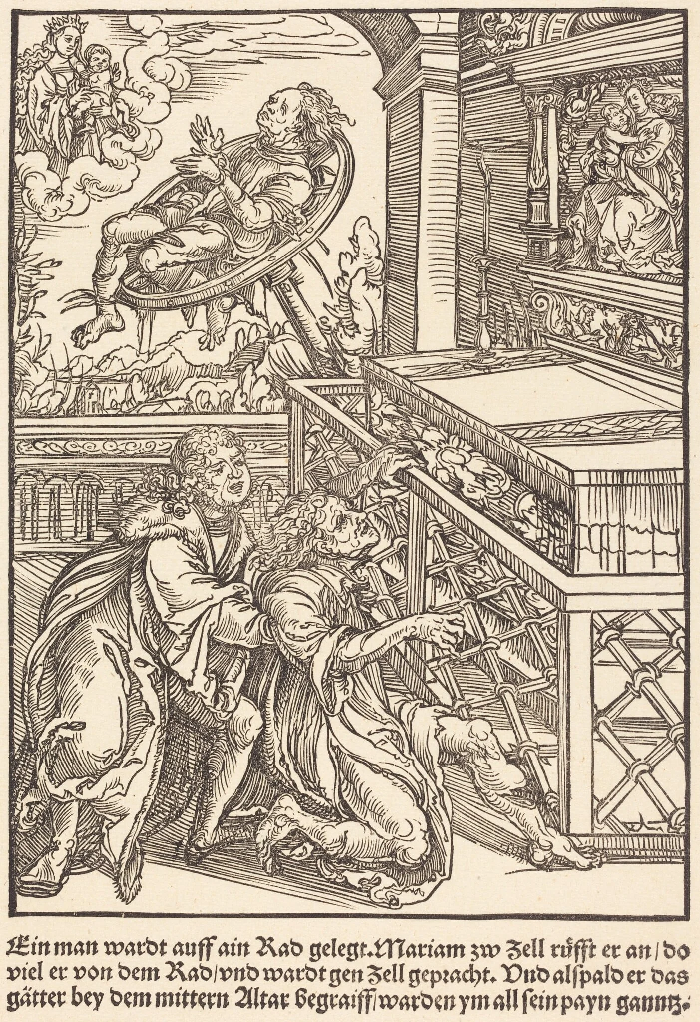 Ein man wardt auff ain Rad ..., by Master of the Miracles of Mariazell, ink, 1503