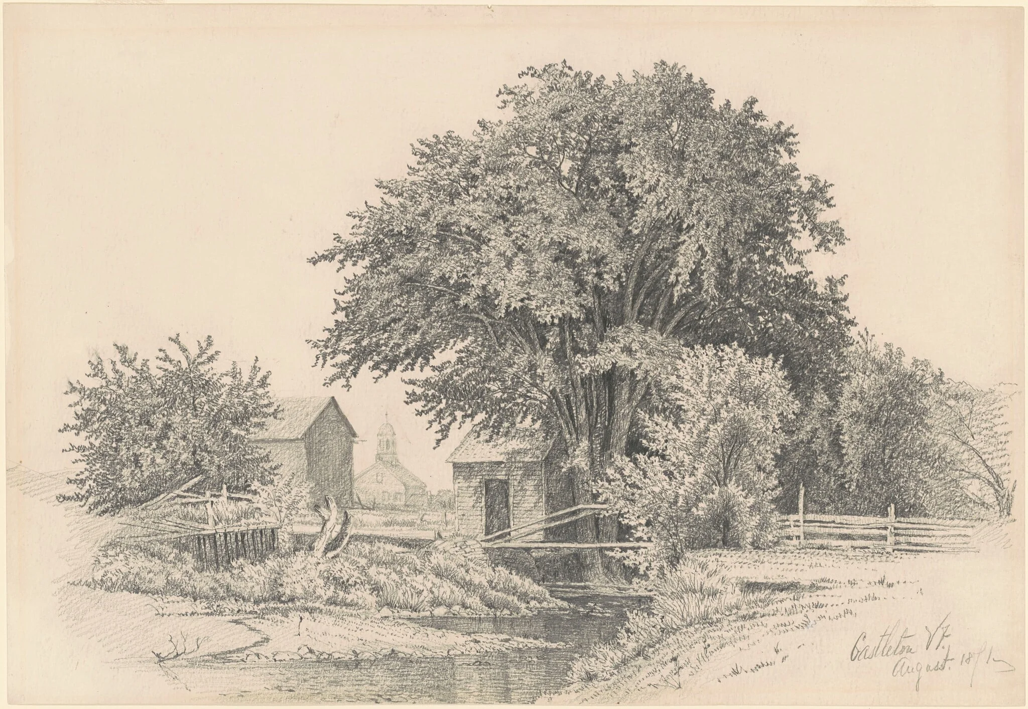 Castleton, Vermont, by James Renwick Brevoort, graphite, 1871