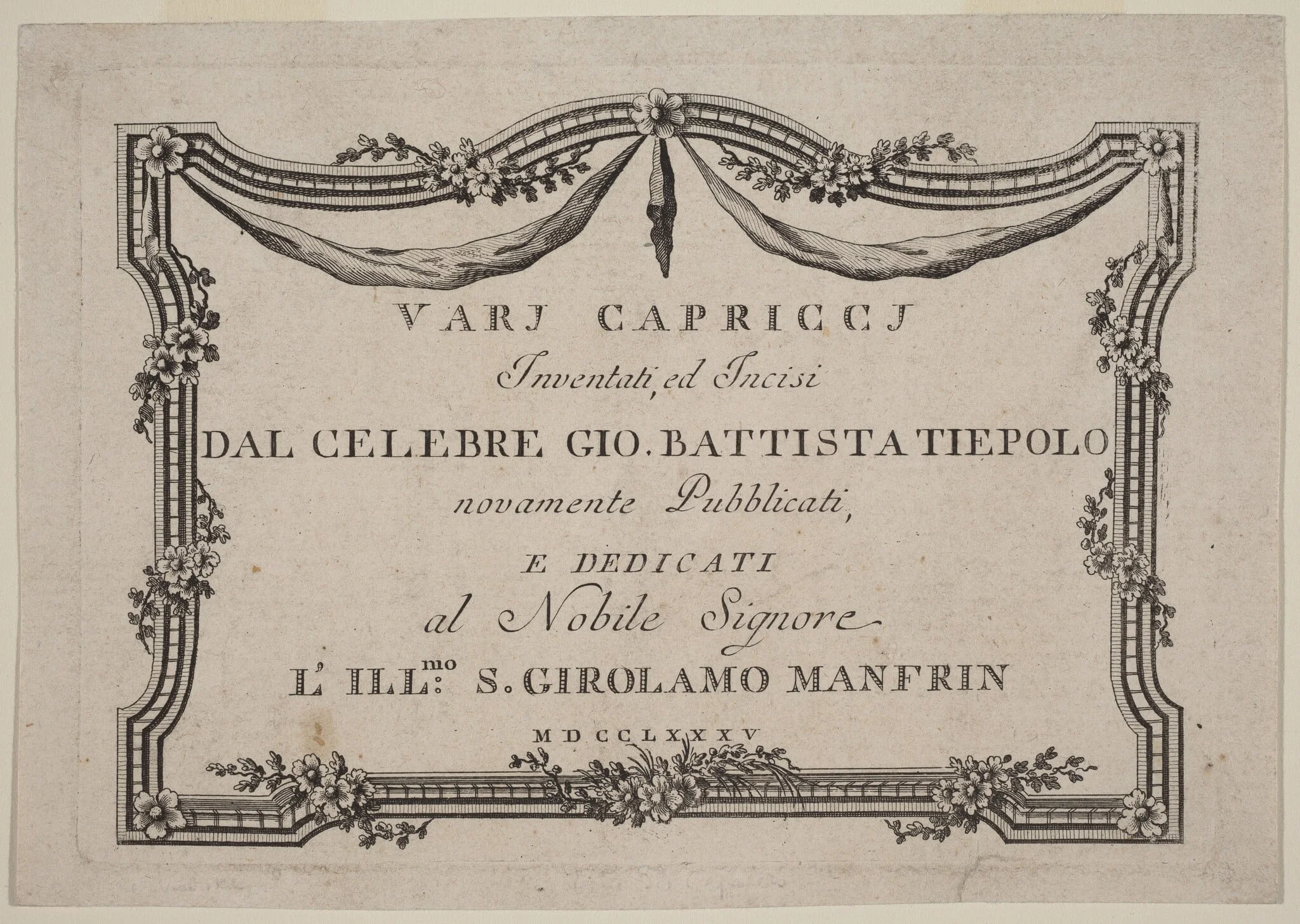 Title Page, by Giovanni Battista Tiepolo, ink, 1785