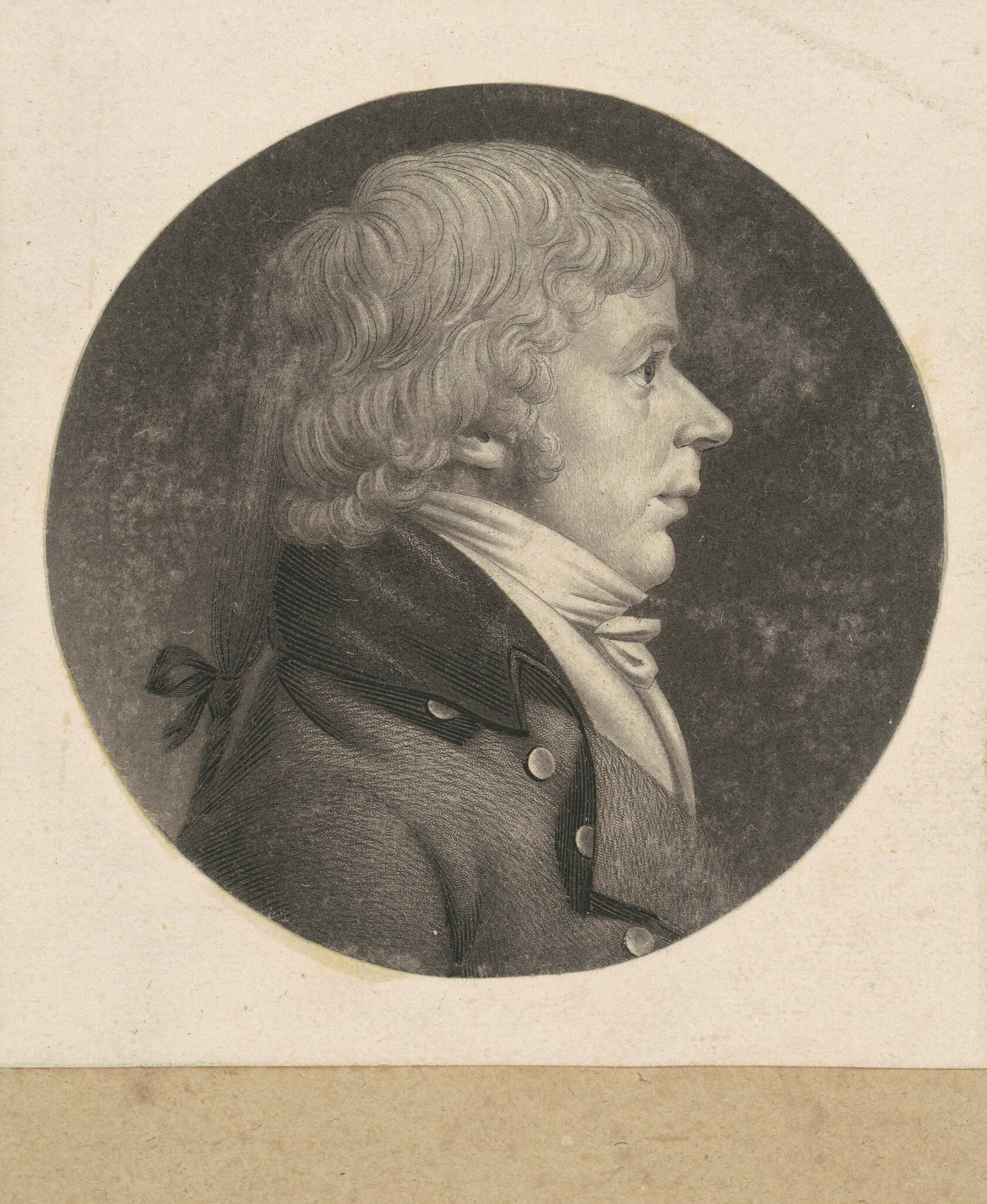 Unidentified Man, by Charles Balthazar Julien Févret de Saint-Mémin, ink, 1800