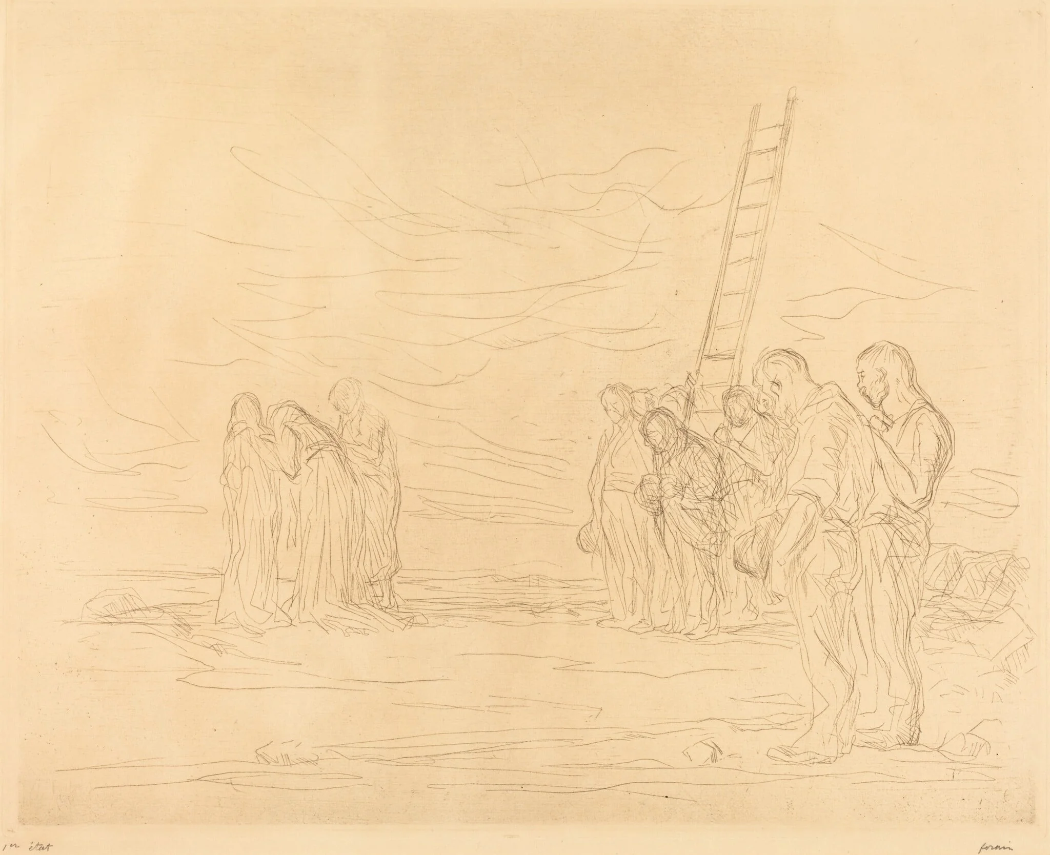 Le calvaire (1ère planche) (Calvary) (first plate), by Jean-Louis Forain, ink, 1902