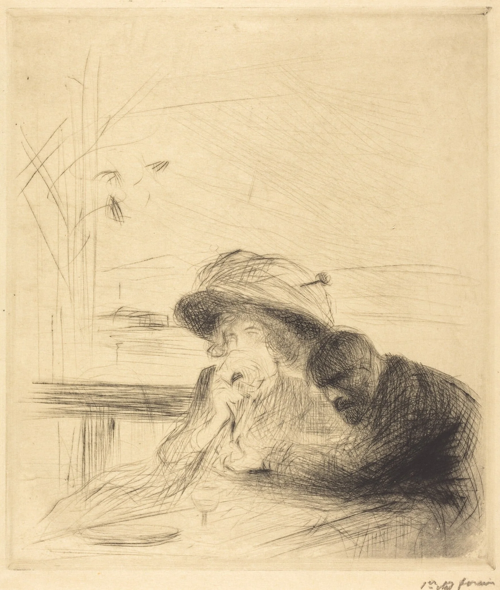 C'est fini!...(grande planche) (It is Finished!...) (large plate), by Jean-Louis Forain, ink, 1910