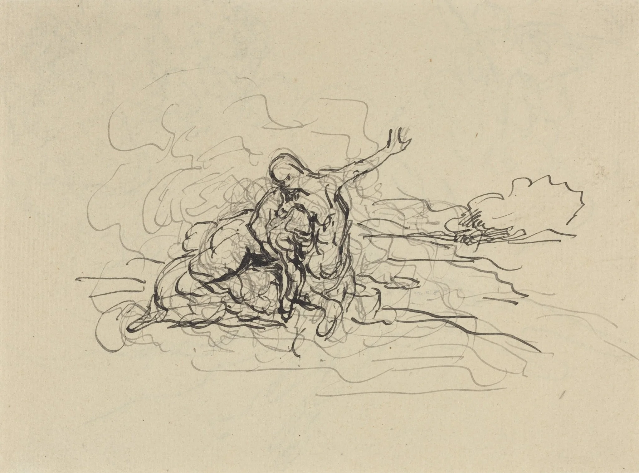 Centaur Carrying Off a Woman, by Honoré Daumier, ink, 1844