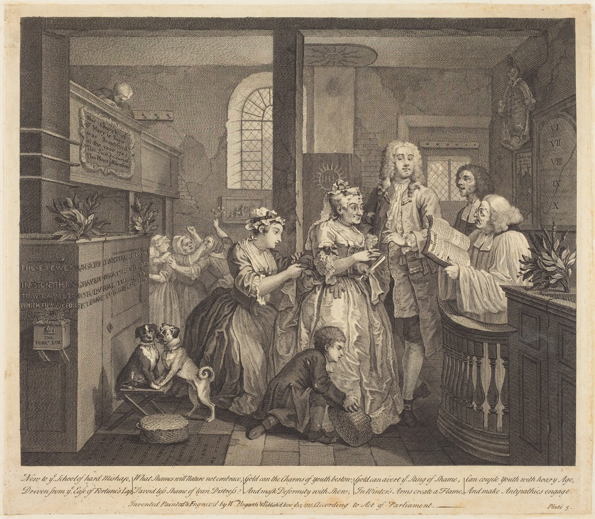 A Rake's Progress: pl.5, by William Hogarth, ink, 1735