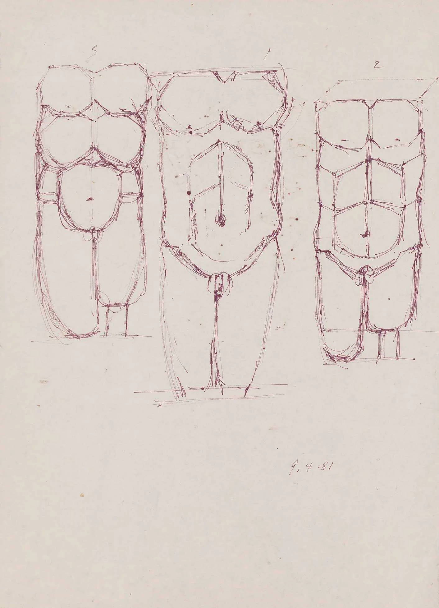 Torso-Τρεις μελέτες για γλυπτό || Πορτραίτο, by Alex Mylona, 1981