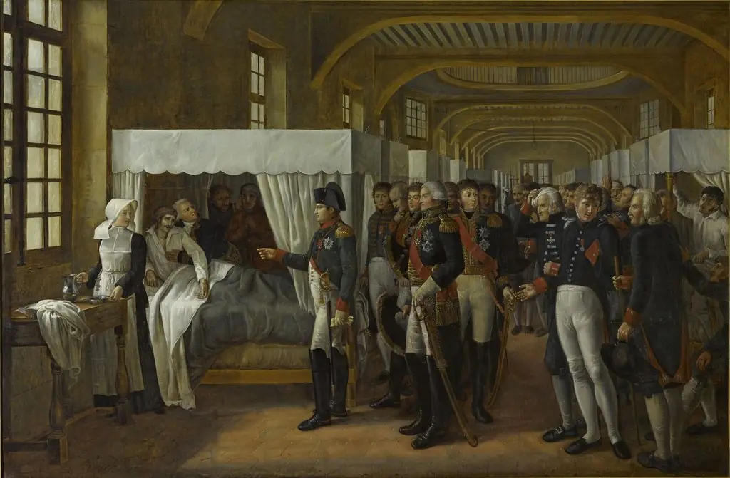 Napoleon I visiting the infirmary at Les Invalides, February 11, 1808