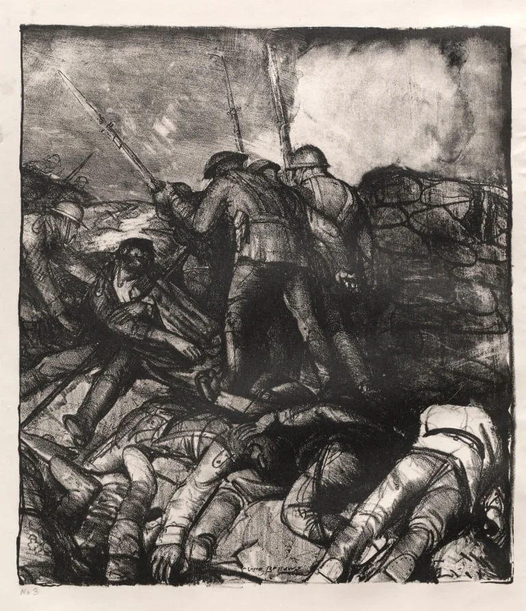 War Series:  The Charge, Right Detail, first state, by George Bellows, 1918