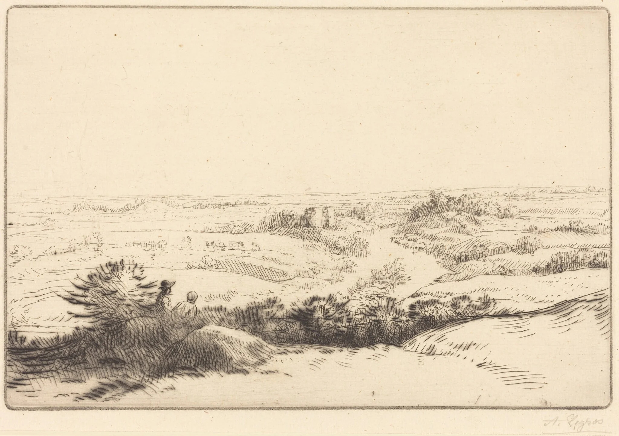 Prospect (Le point de vue), by Alphonse Legros, ink, 1874