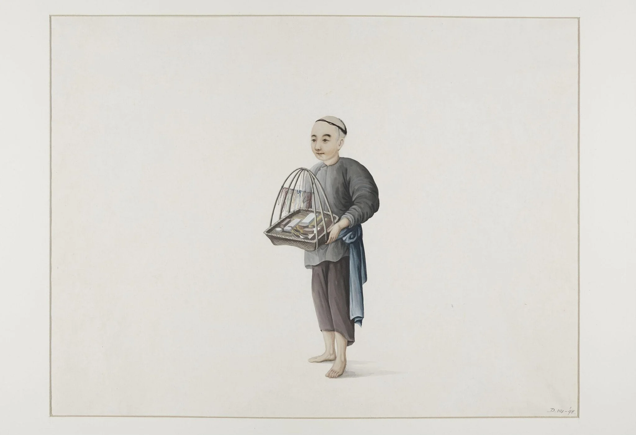 Boy Selling Sundry Goods, by Puqua, paint, 1790