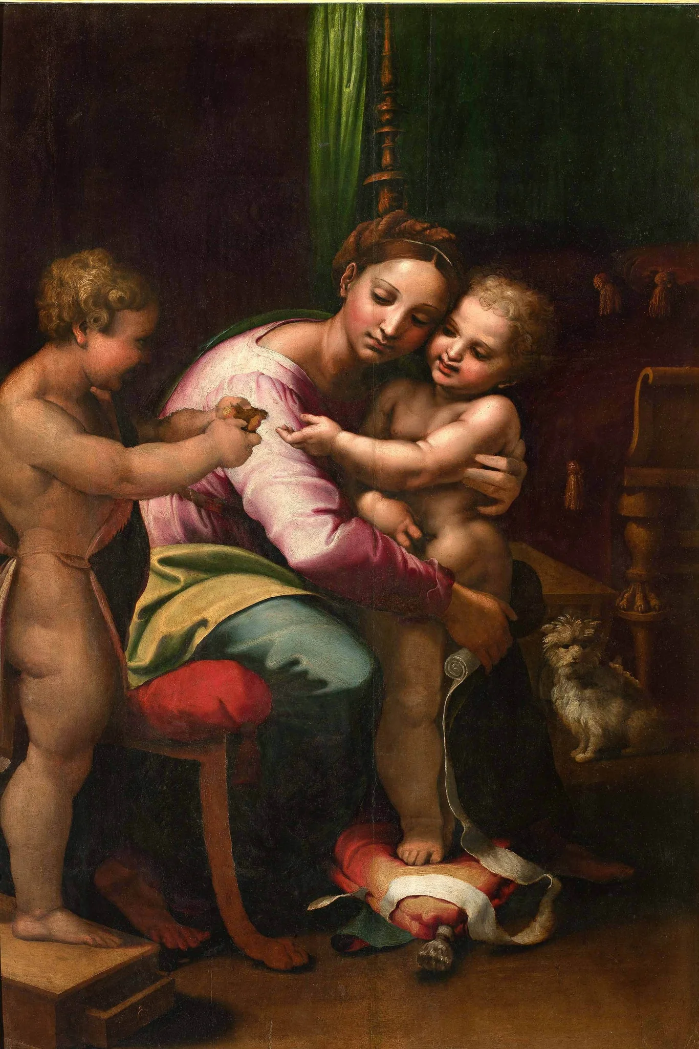 Madonna and Child with The Infant Saint John the Baptist, by Giulio Romano, oil, 1512
