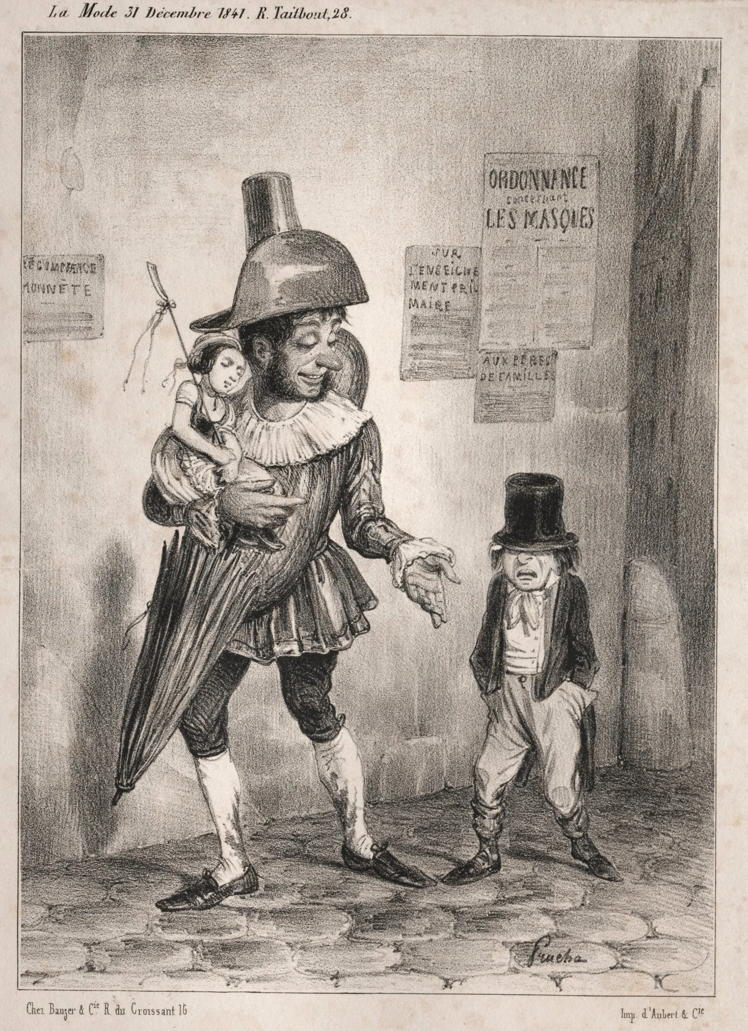 Pochades de carnaval:  Vois-tu, si ton maître est bien content de toi et si tu as le prix de sagesse cette année!  je te laisserai deguiser en paillasse! ...l'année prochaine!!