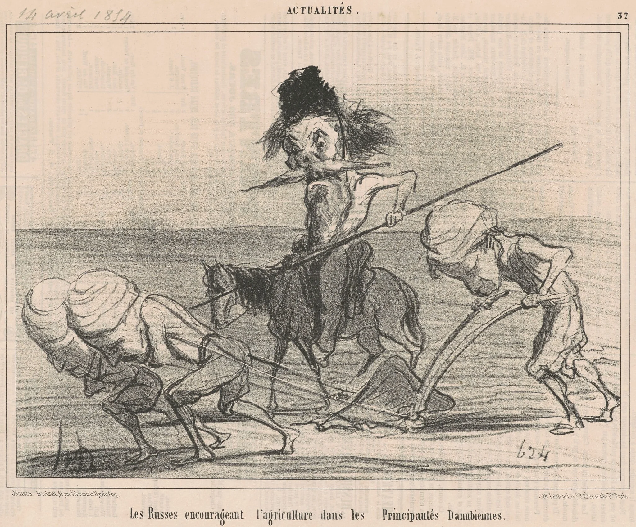 Les russes encourageant l'agriculture, by Honoré Daumier, ink, 1854