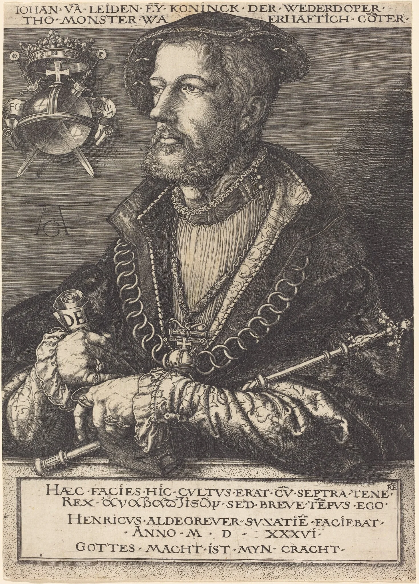 Jan van Leyden, by Heinrich Aldegrever, ink, 1532