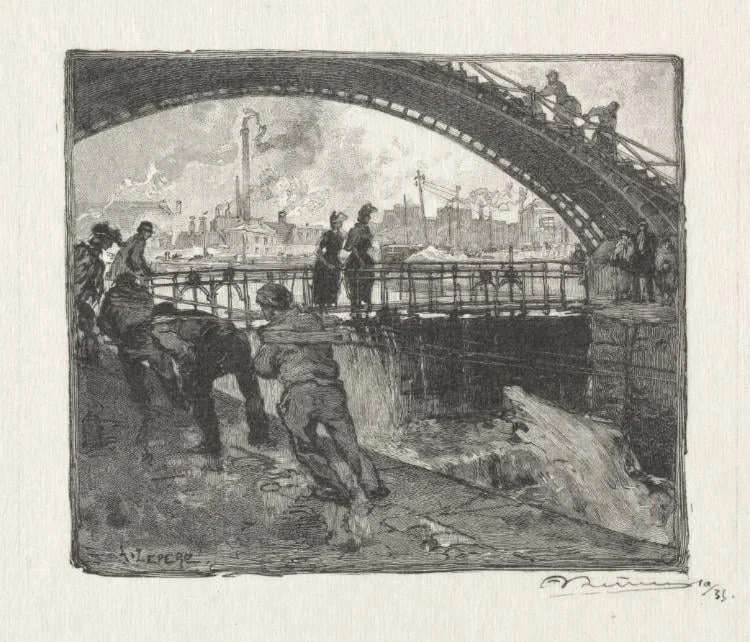 L'Ecluse du Canal St. Martin, by Auguste Lepère, 1890