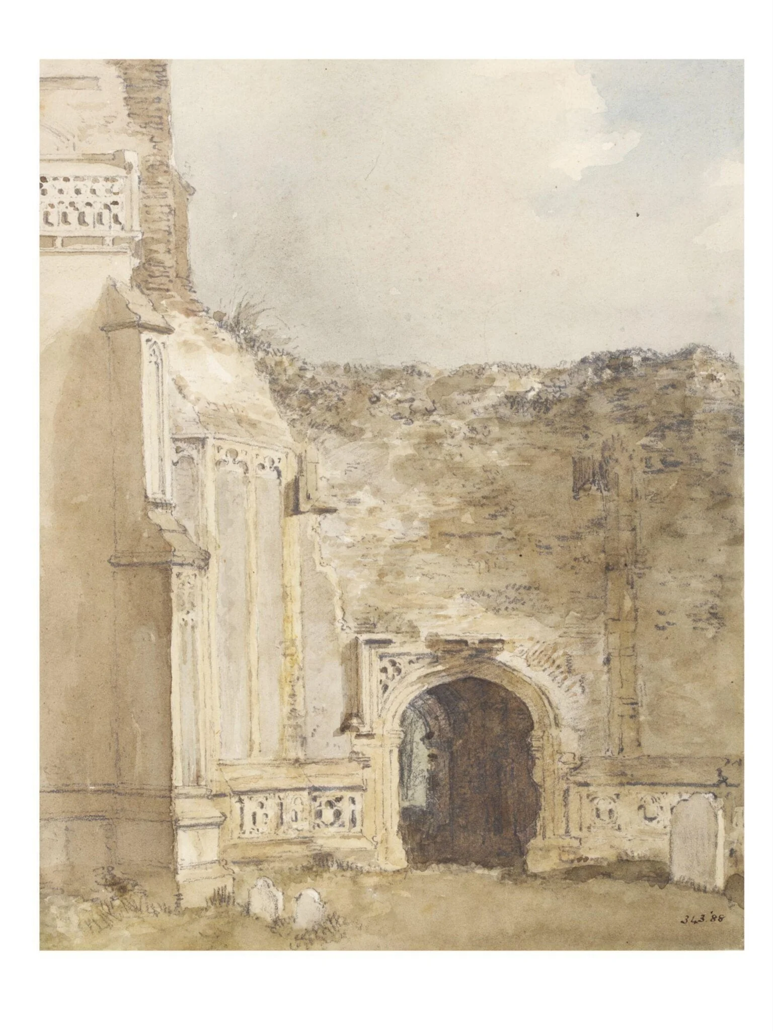 East Bergholt Church: north archway of the ruined tower, by John Constable, watercolor, 1805