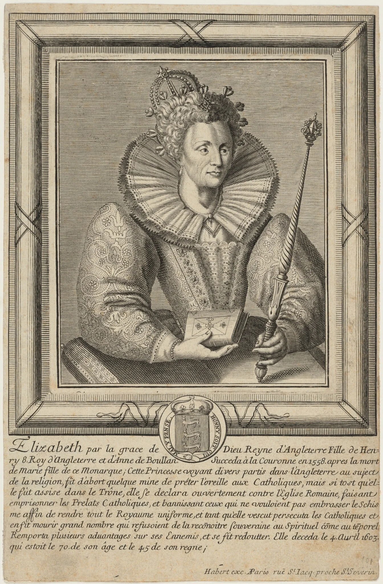 Queen Elizabeth, by Unknown, ink, 1601