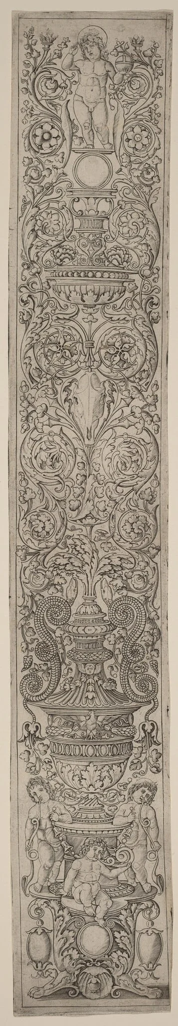 Ornament Panel: Three Children Blowing Horns