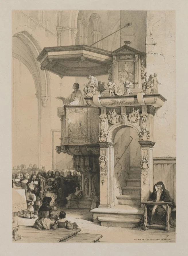 Sketches in Belgium and Germany, Volume I: Pulpit in the Cathedral of Treves, by Louis Haghe, 1840