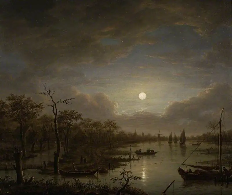 River scene by moonlight