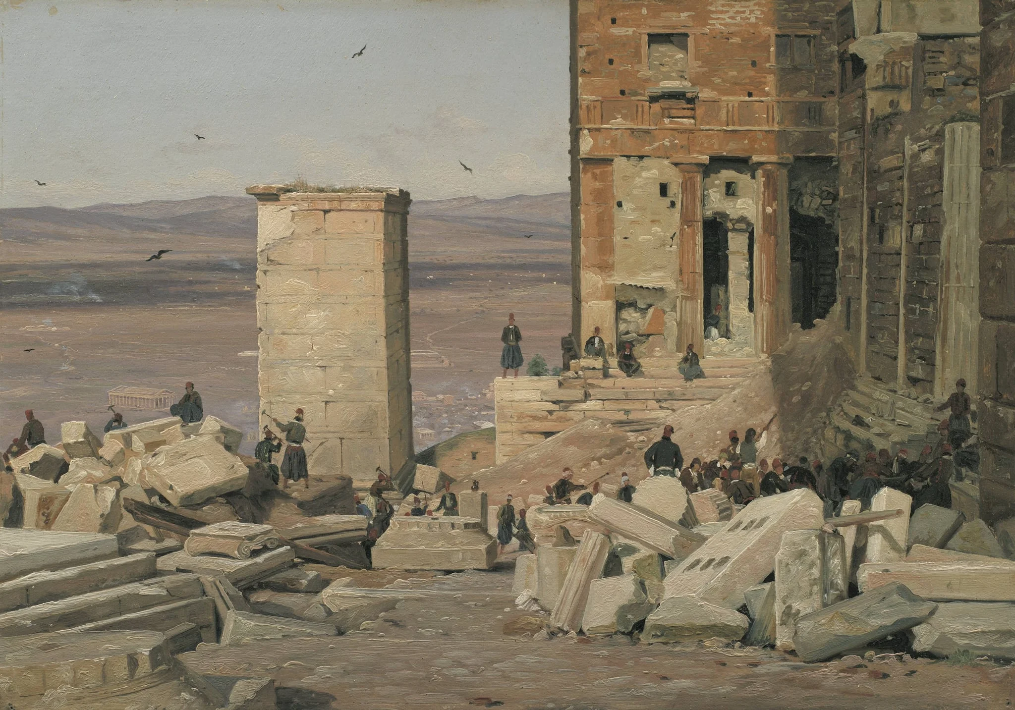 Greeks Working in the ruins of the Acropolis, by Unknown, 1835