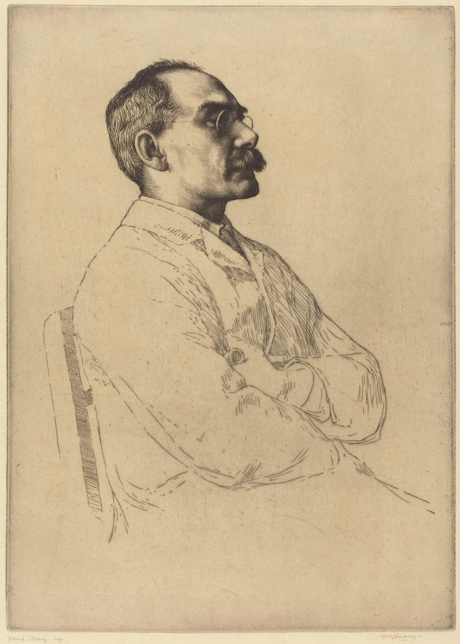 Rudyard Kipling, by William Strang, ink, 1890
