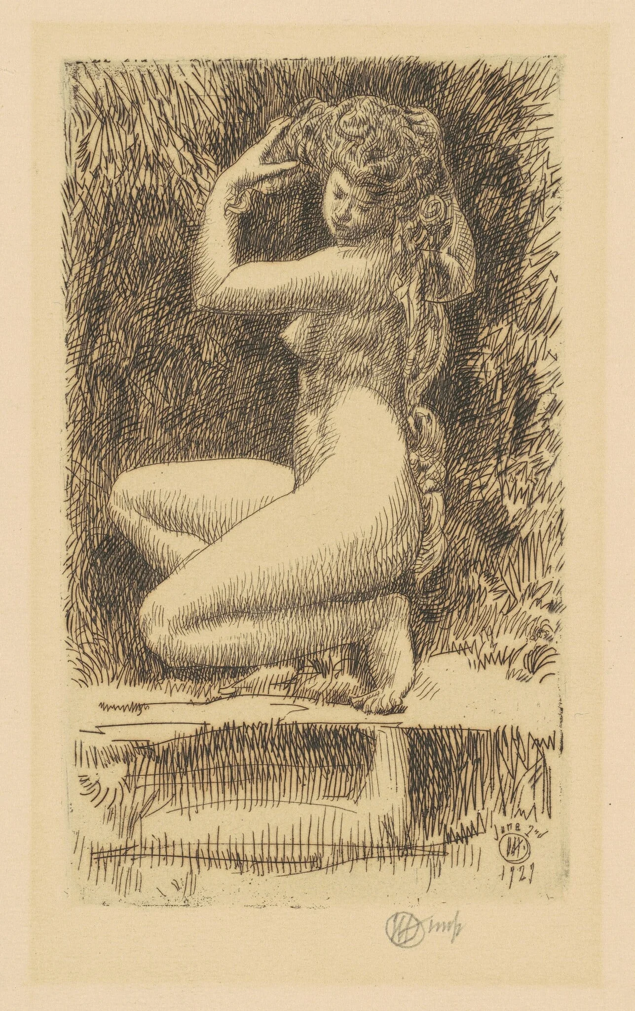 Egeria, by Childe Hassam, ink, 1927