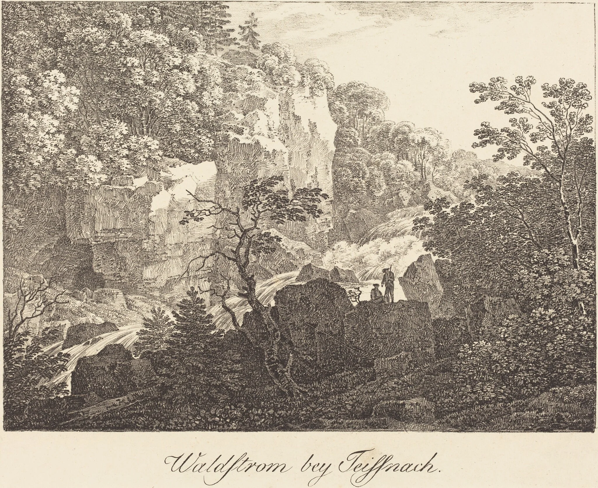 Waldstrom bey Teissnach, by Max Joseph Wagenbauer, ink, 1810