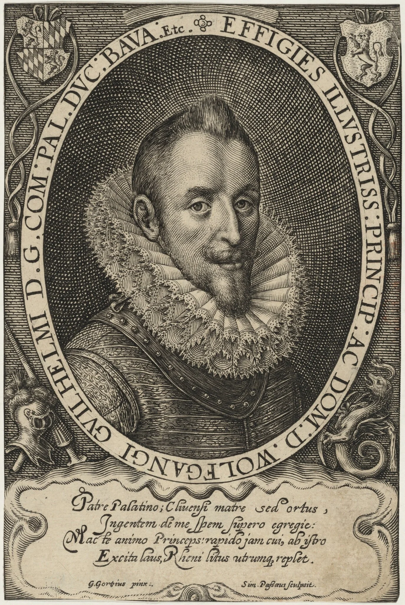Wolfgang William, Count Palatine, by Simon van de Passe, ink, 1618