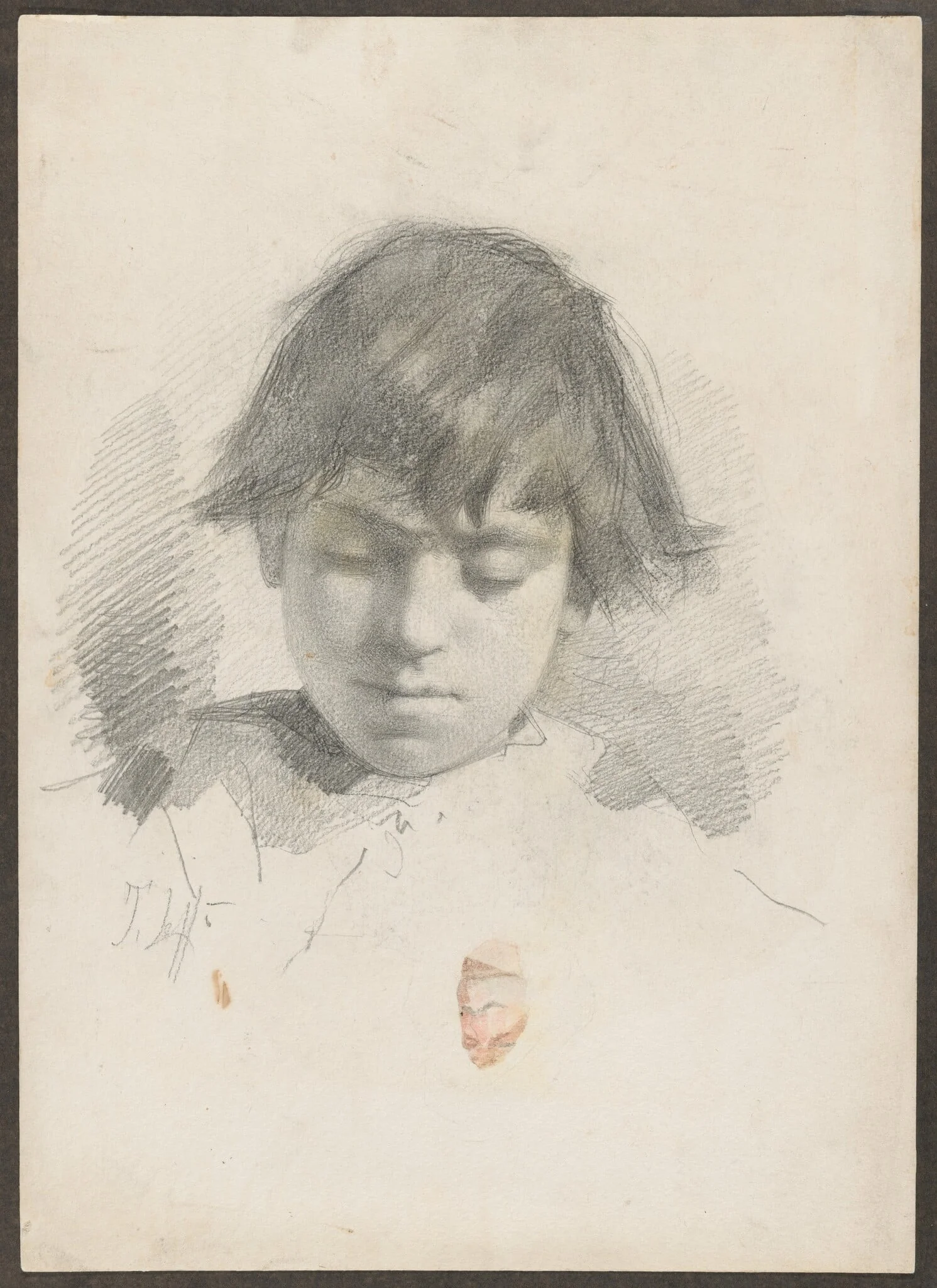 Head of a Youth and a Man with a Moustache, by Tito Lessi, watercolor, 1896