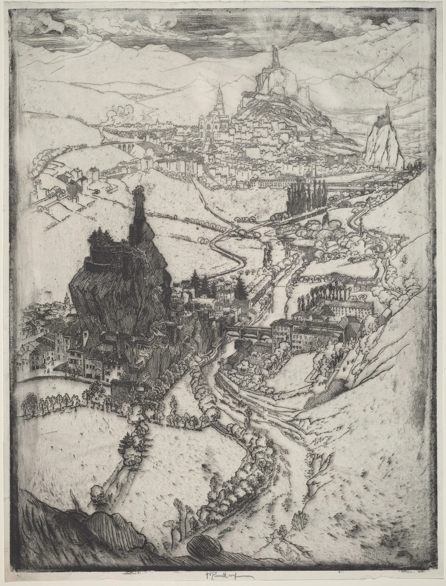 Le Puy, by Joseph Pennell, ink, 1894