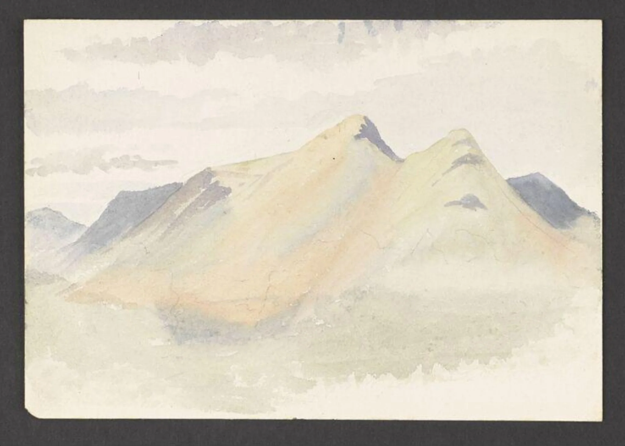 Study of mountains, possibly a view towards Catbells, by Beatrix Potter, watercolor, 1904