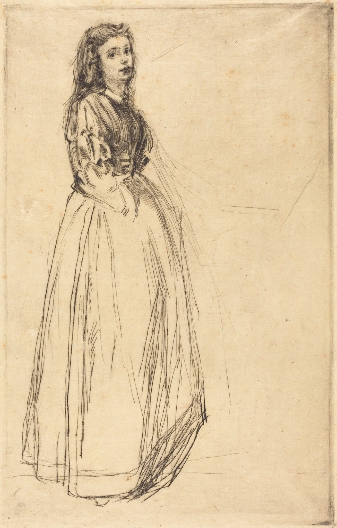 Fumette, Standing, by James McNeill Whistler, ink, 1859