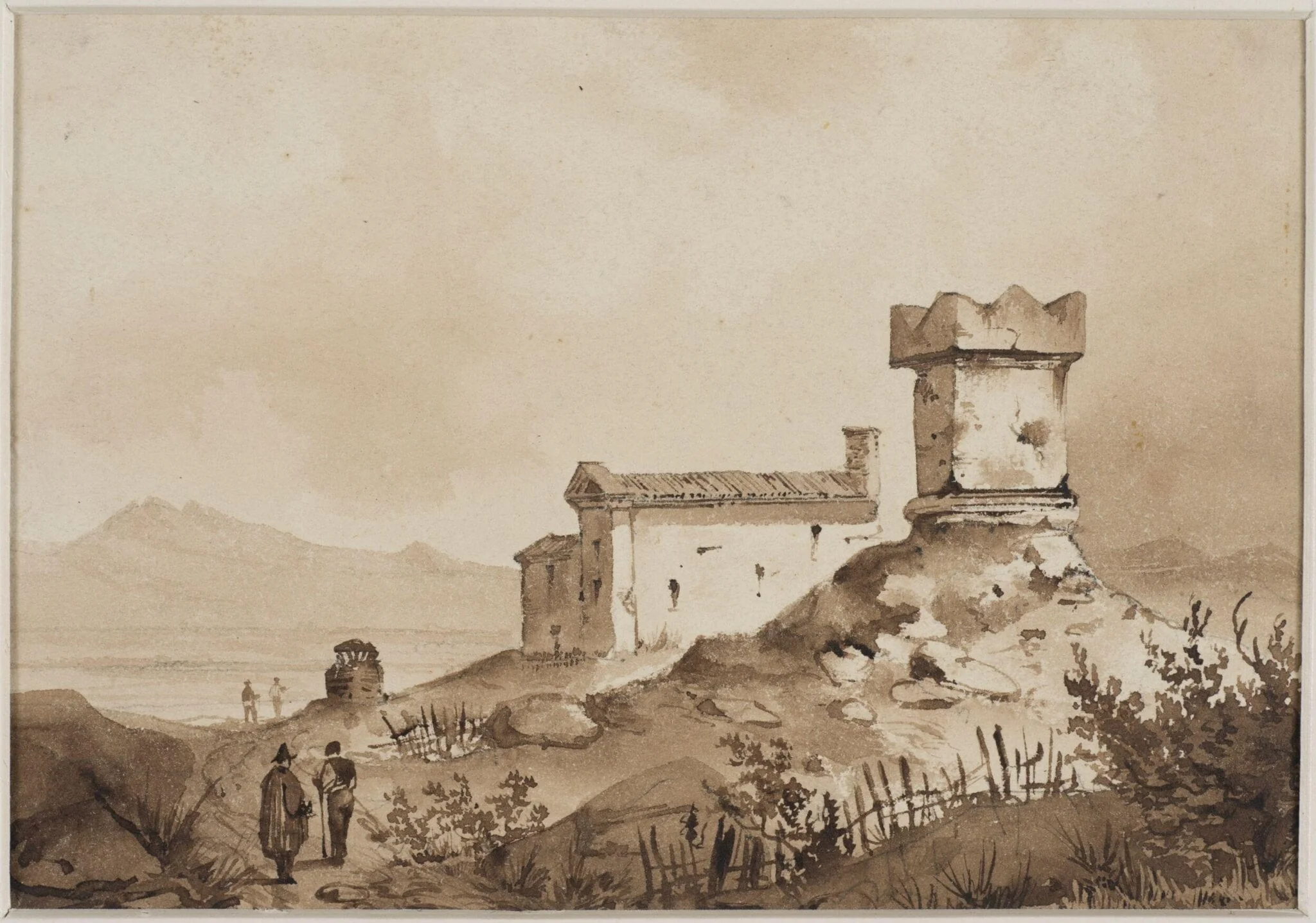 Italian landscape, with an ancient Roman sarcophagus, by Augustus Wall Callcott, 1805