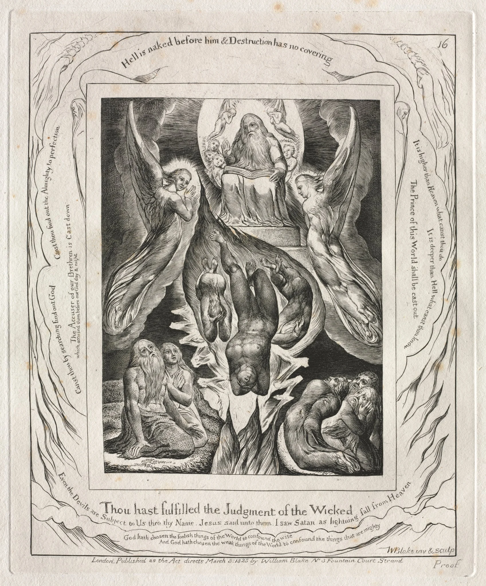 The Book of Job:  Pl. 16, Thou hast fulfilled the Judgment of the Wicked, by William Blake, 1825