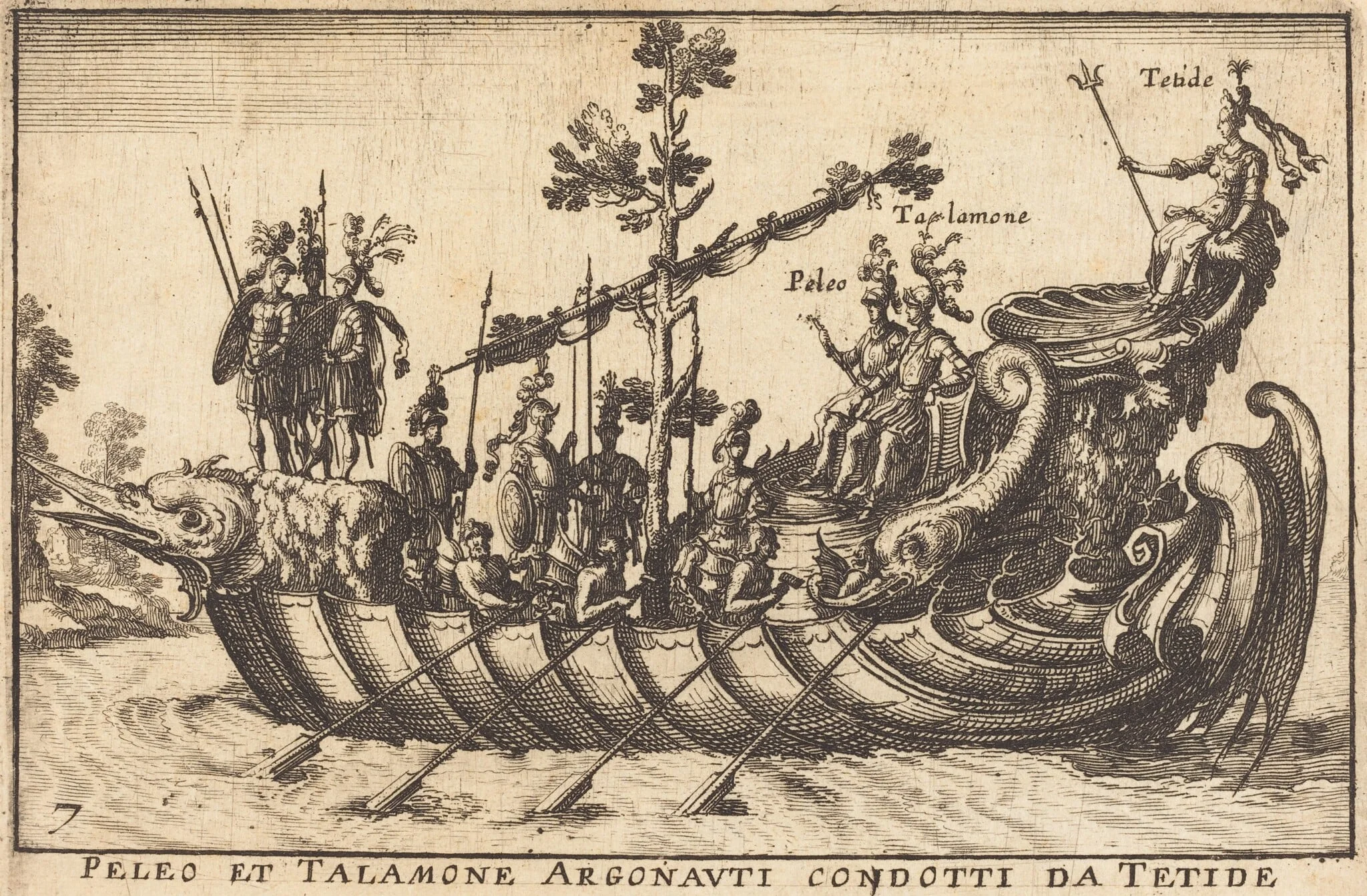 Peleo et Talamone Argonauti condotti da Tetide, by Balthasar Moncornet, ink, 1634