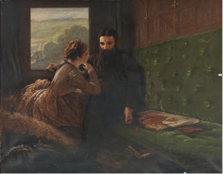 A Conversation in the Train, by Unknown, oil