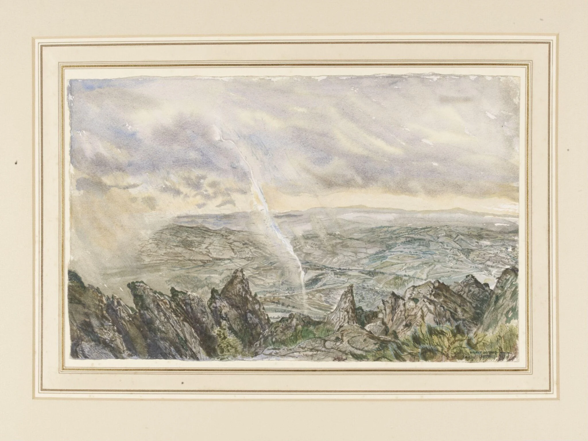 Lightning - from San Marino (Italy), by Maurice Sheppard, watercolor, 1976