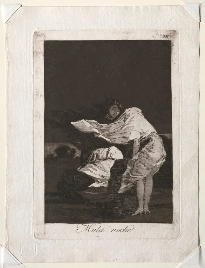 A Bad Night, Plate 36, by Francisco Goya, 1799